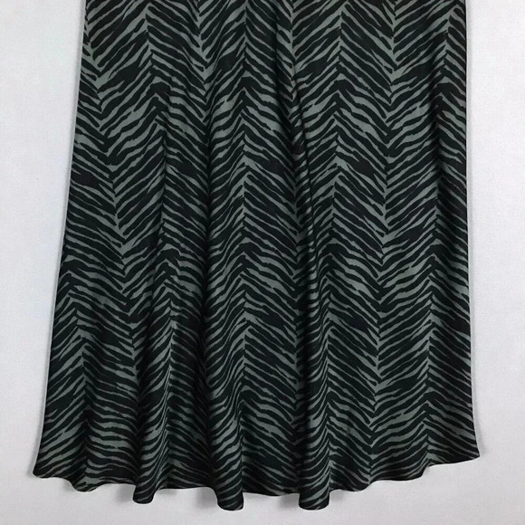 $299 ANINE BING Dolly Silk Skirt Zebra Print Size XS Midi Slit Willow Green Gray - Picture 8 of 16